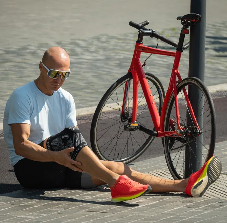 A cyclist's damaged helmet