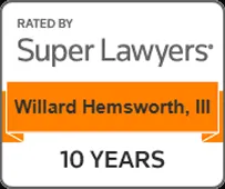 Willard L. Hemsworth III, rated by Super Lawyers for 10 years